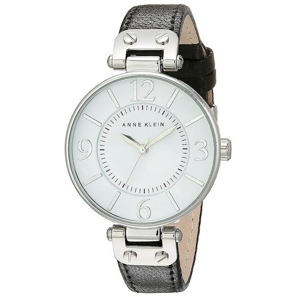 Accessories - Anne Klein Women's Leather Strap Watch , Black 1